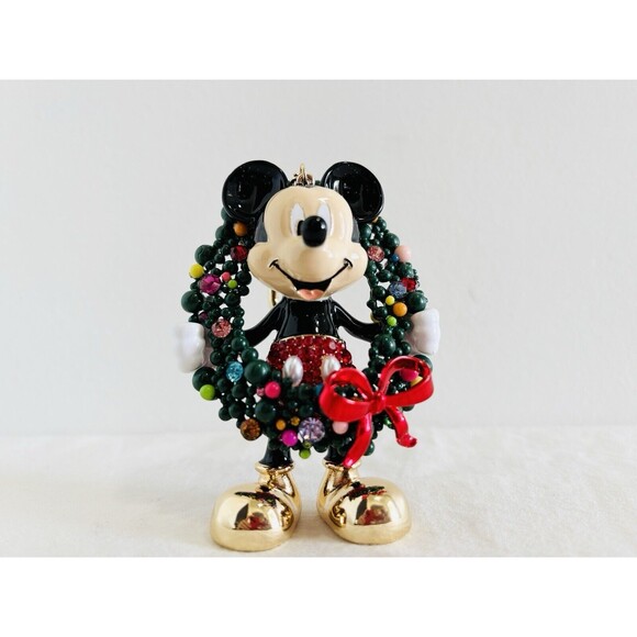 Baublebar Disney Key Chain Mickey Mouse Wreath Christmas Bag Charm NIB Limited